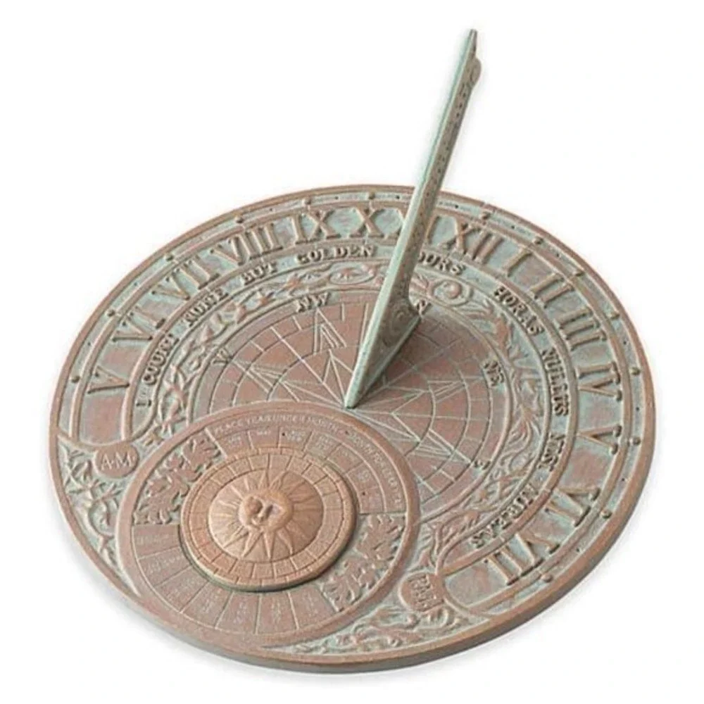 NauticalMart Perpetual Calendar Sundial, Copper Verdi. Sun Clock Outdoor